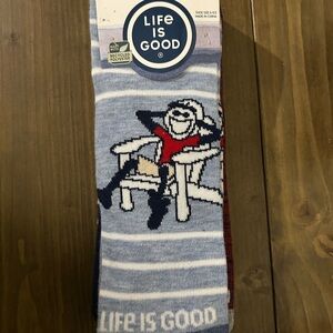 Life Is Good Men's Light Blue and Red Casual Socks